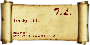 Tordy Lili névjegykártya